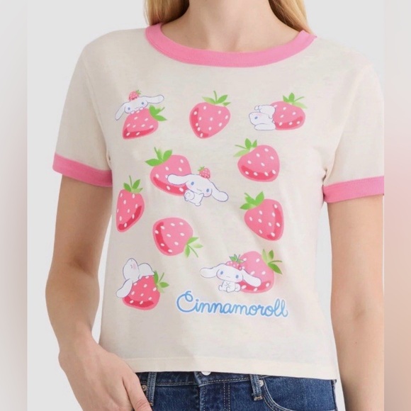 Sanrio Tops - Sanrio Cinnamoroll Pink and White Tee